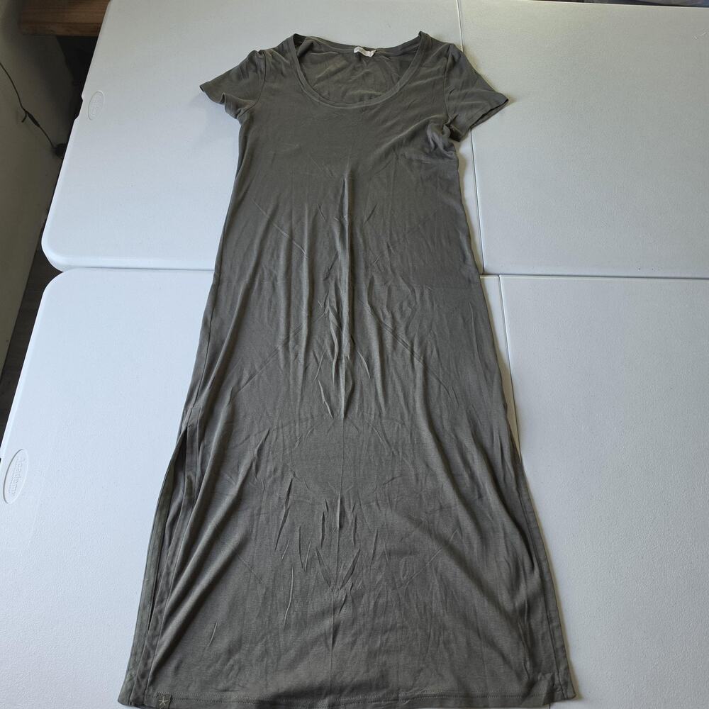 Barefoot Dreams Dress Womens M Green Organic Pima Cotton T Shirt Maxi Casual